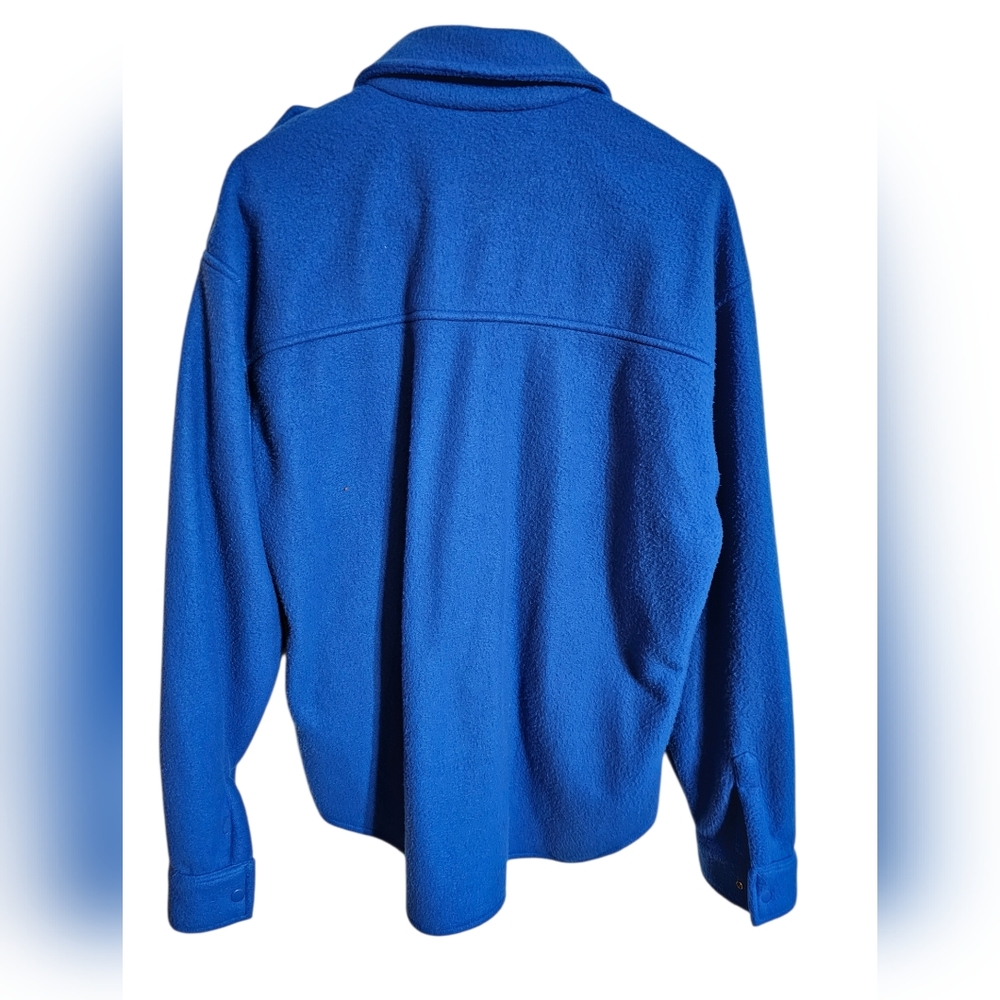 Vintage 80s International Male Men M Blue Fleece Snap Shirt Jacket Outdoor HTF - Picture 3 of 6